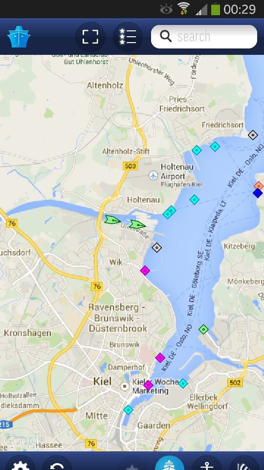 Marine Traffic, die Android-App (Screenshot)