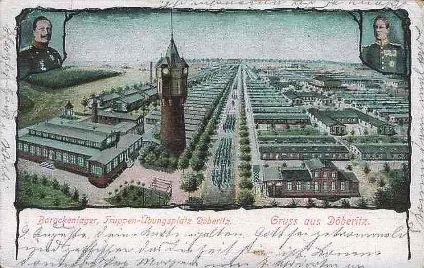 Kasernen in Döberitz, alte Postkarte um 1900 (gemeinfrei /Public Domain)